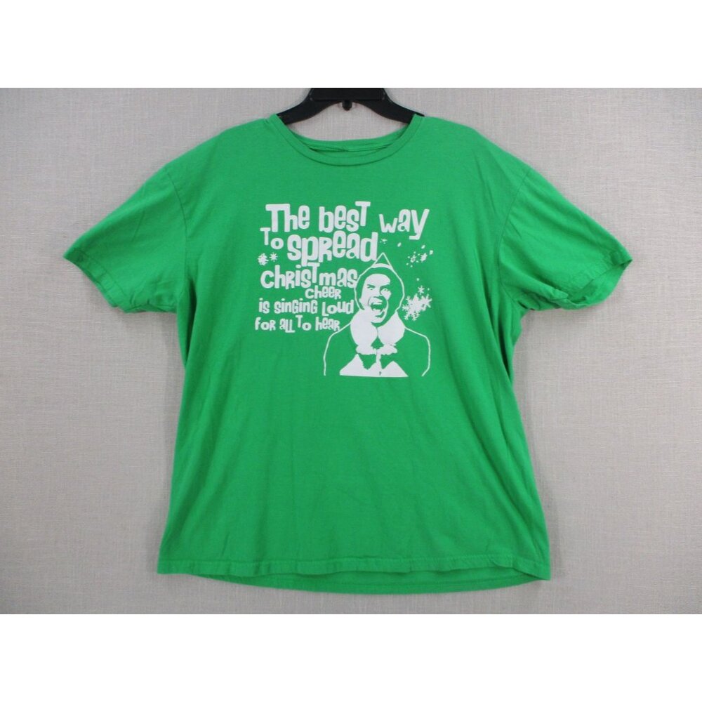 Elf Movie Christmas Graphic Tee Green "Best Way To Spread Christmas Cheer" Short